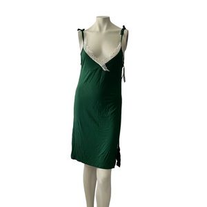 YYA Women's Green Sleep Dress Lace V Neck Nightgowns Sleeveless Large NWT